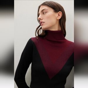 Saunders Burgundy Turtleneck Sweater Size S